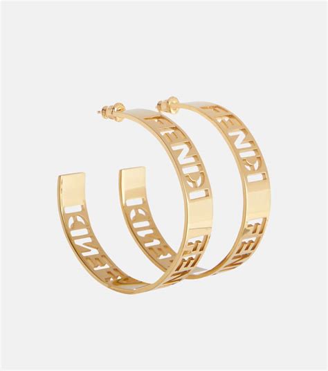 fendi logo earrings|fendi small hoop earrings.